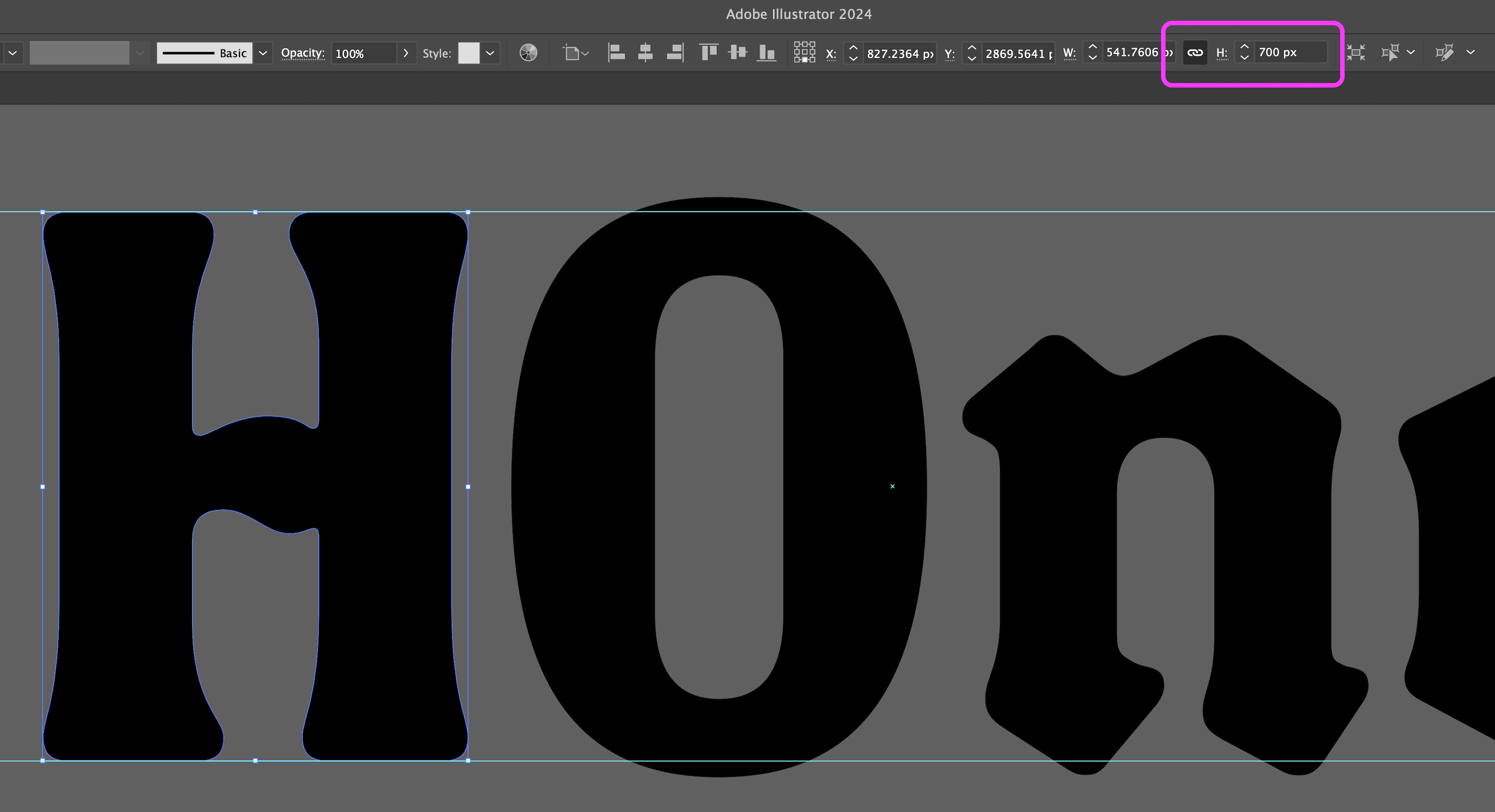 Scaling letters in Illustrator