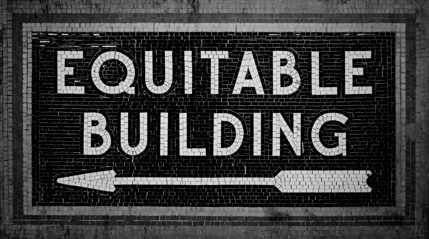 Equitable Building Mosaic Signage from Wall Street Station